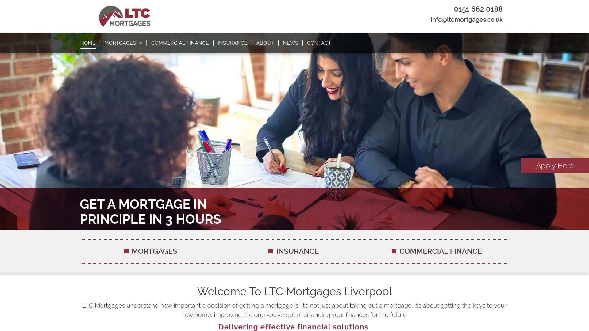 Screenshot of LTC Mortgages's website