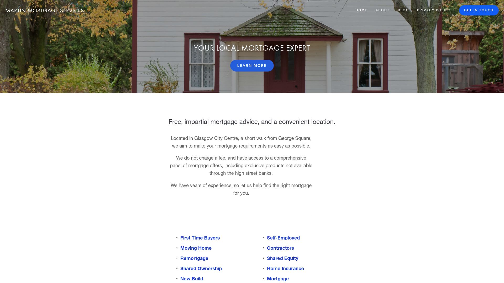 Screenshot of Martin Mortgage Services's website