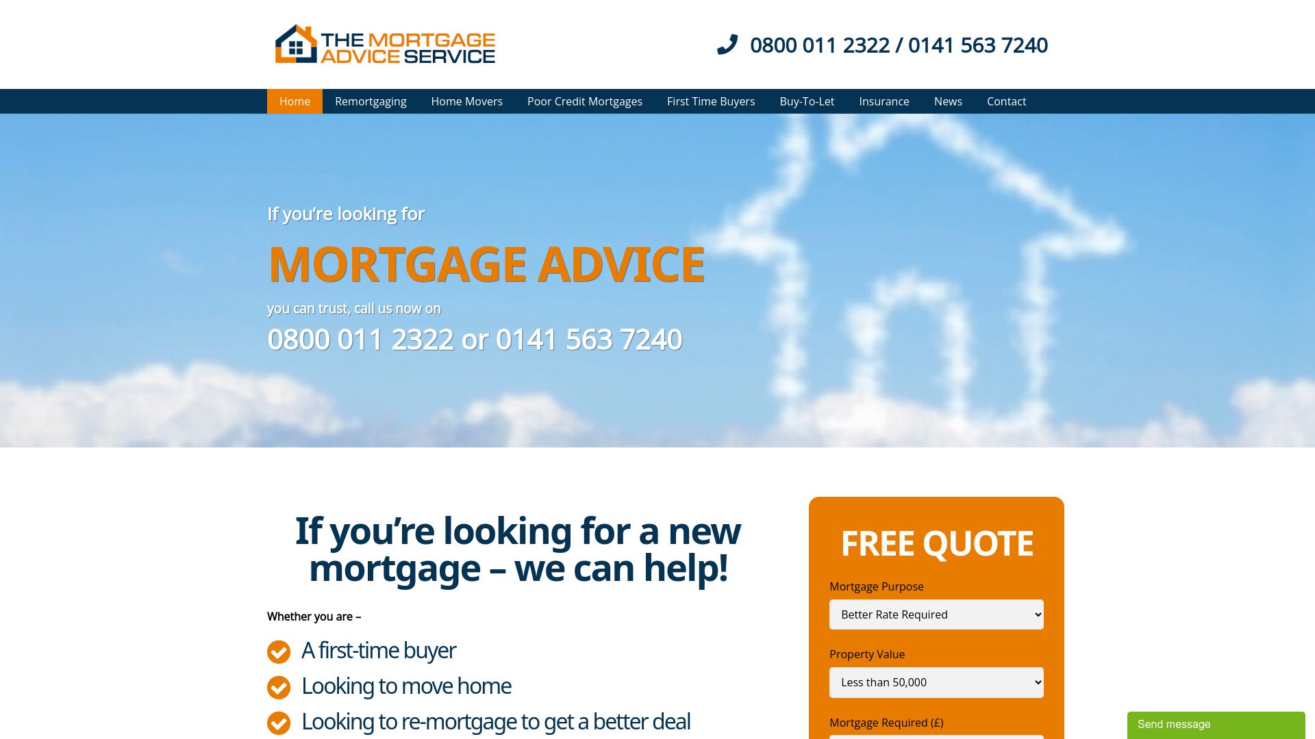 Screenshot of The Mortgage Advice Service's website