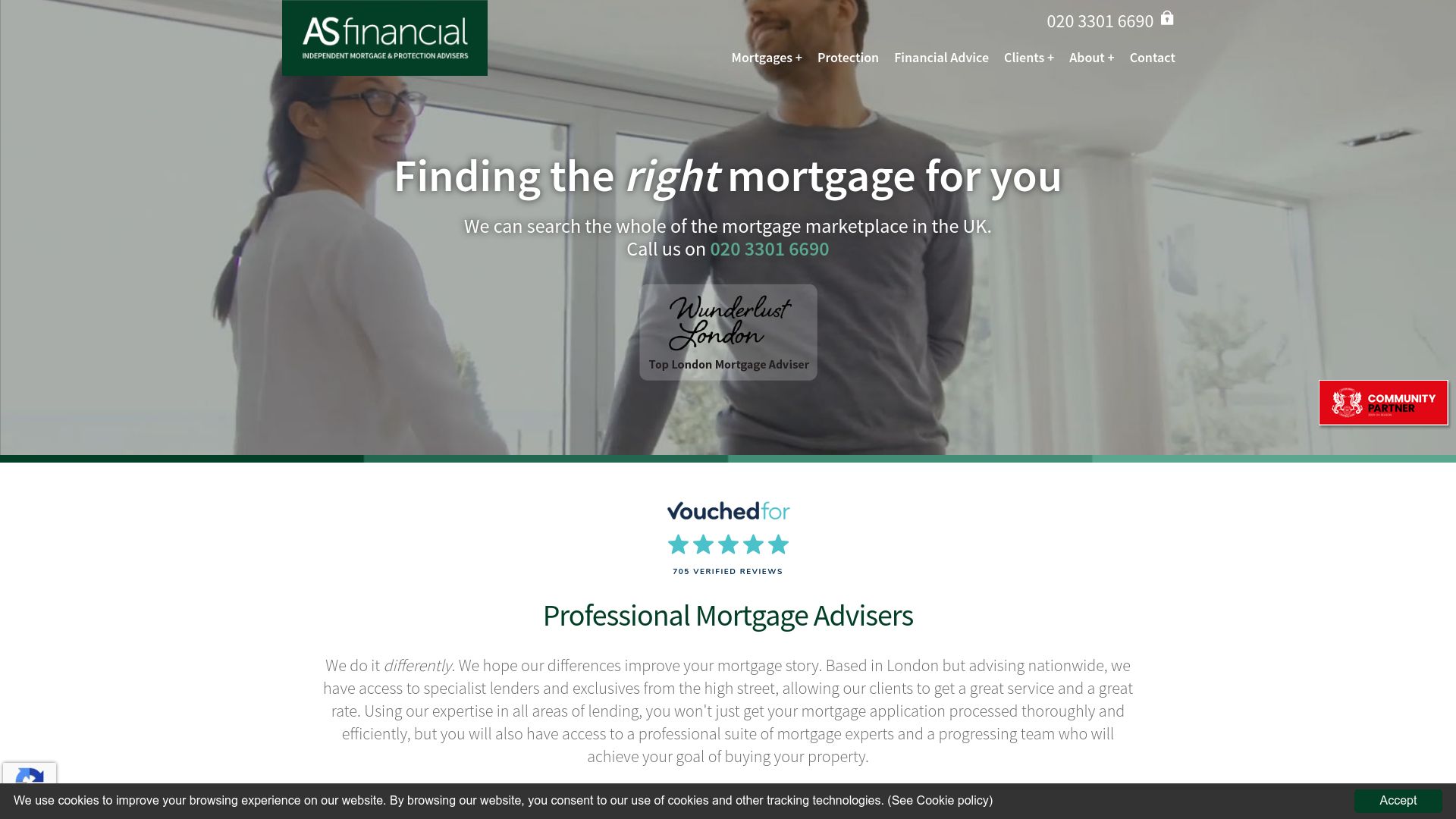 Screenshot of AS Financial's website