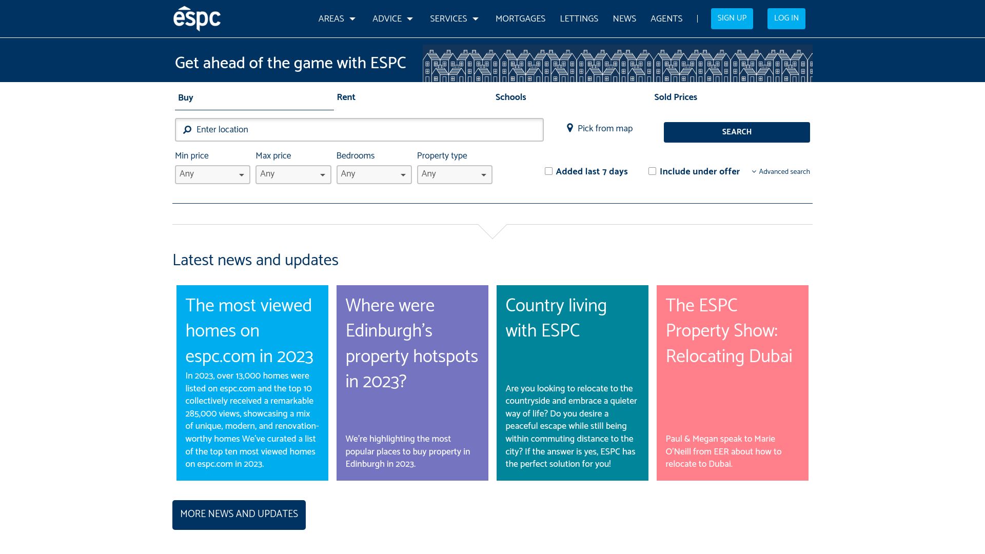 Screenshot of ESPC's website