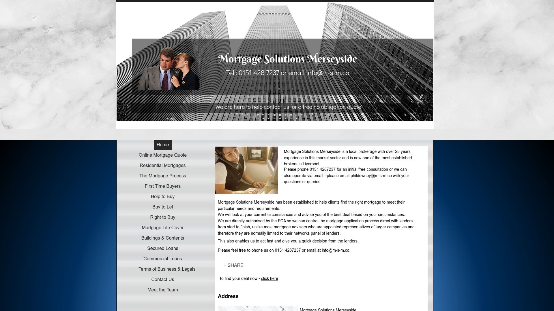 Screenshot of Mortgage Solutions Merseyside's website