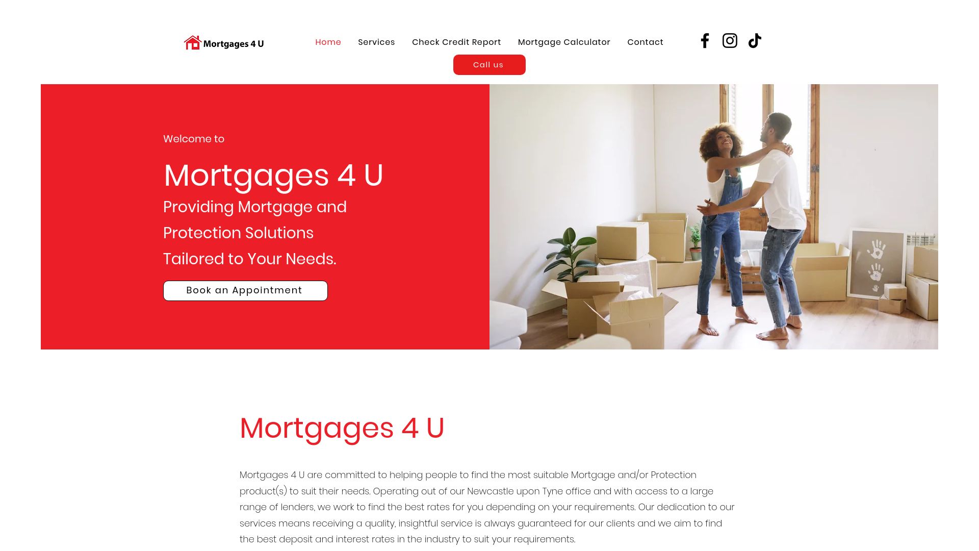 Screenshot of Mortgages 4 U's website