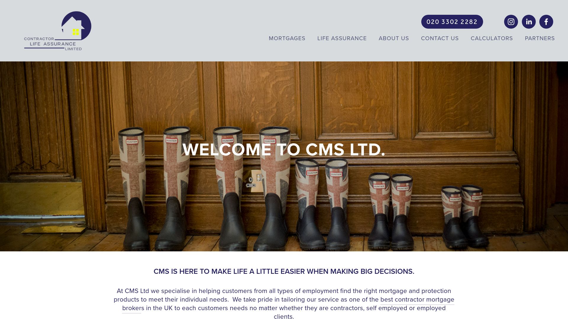 Screenshot of Contractor Mortgage Services Ltd's website