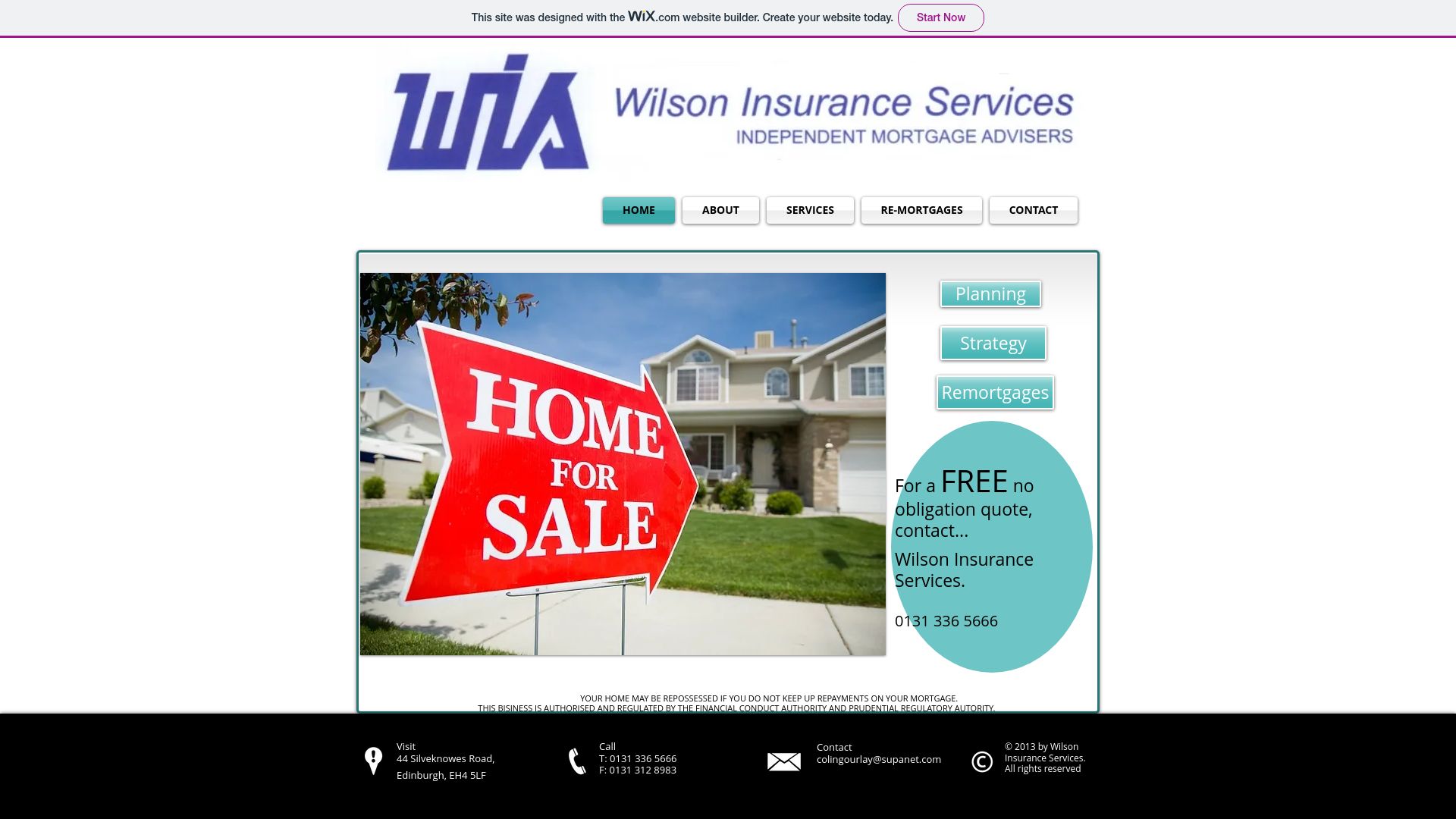 Screenshot of Wilson Insurance Services's website