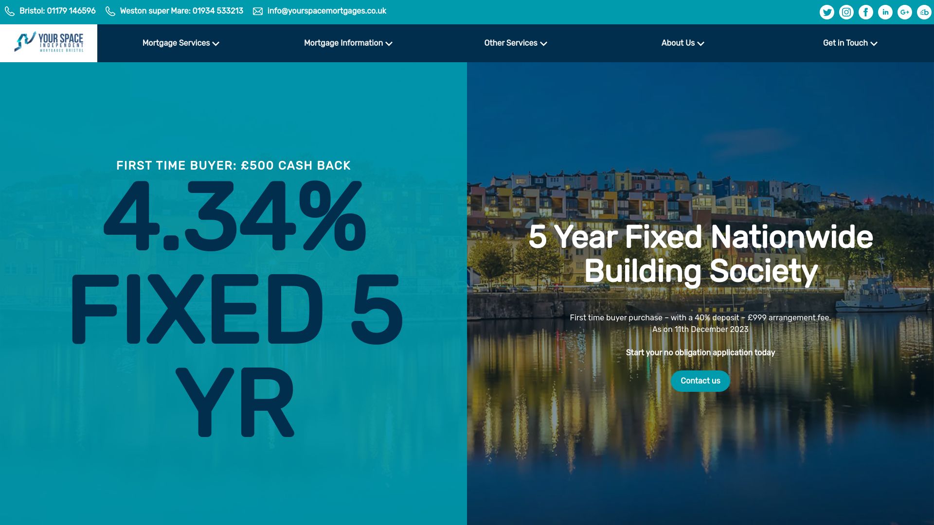 Screenshot of Your Space Independent Mortgages Bristol's website