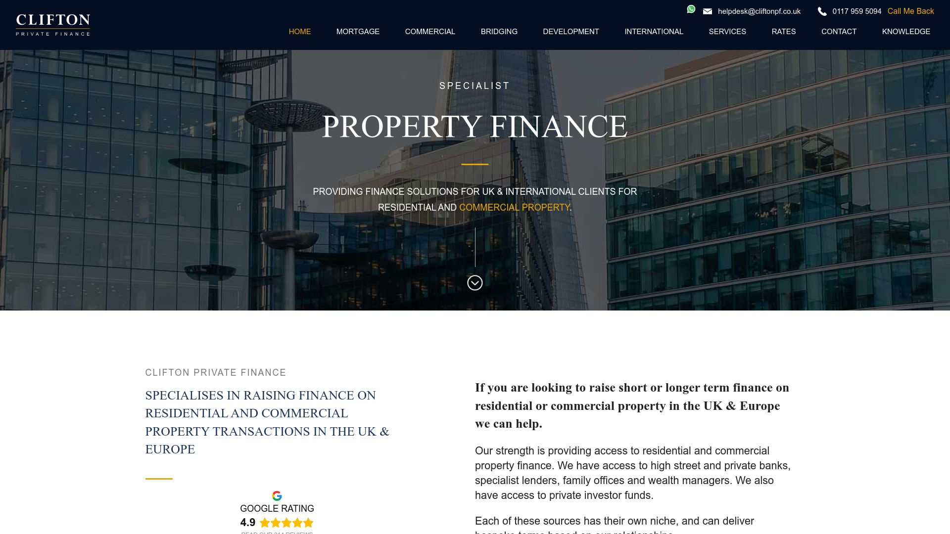 Screenshot of Clifton Private Finance's website