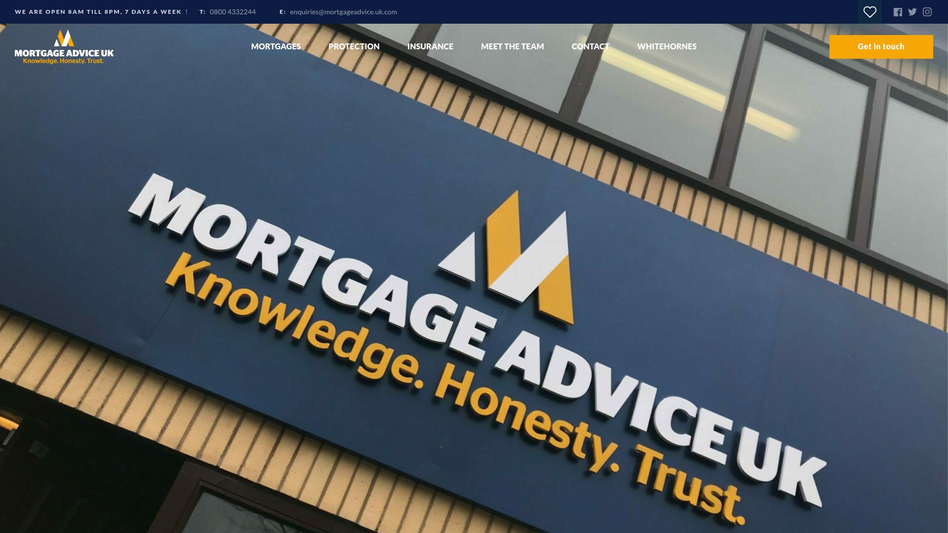 Screenshot of Mortgage Advice UK's website