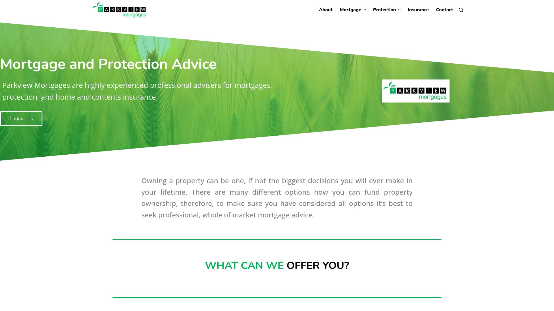 Screenshot of Parkview Mortgages Limited, Mortgage and Insurance Brokers's website