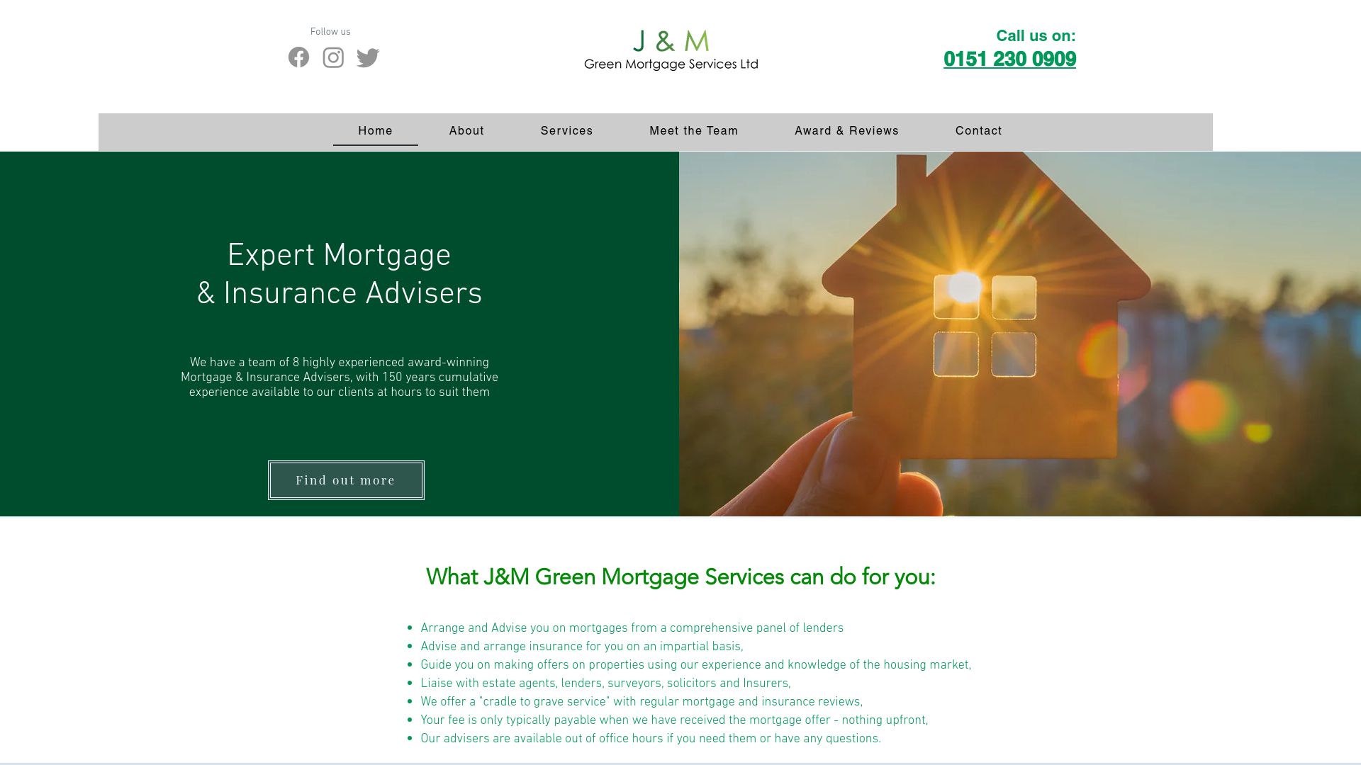 Screenshot of J & M Green Mortgage Services Ltd's website