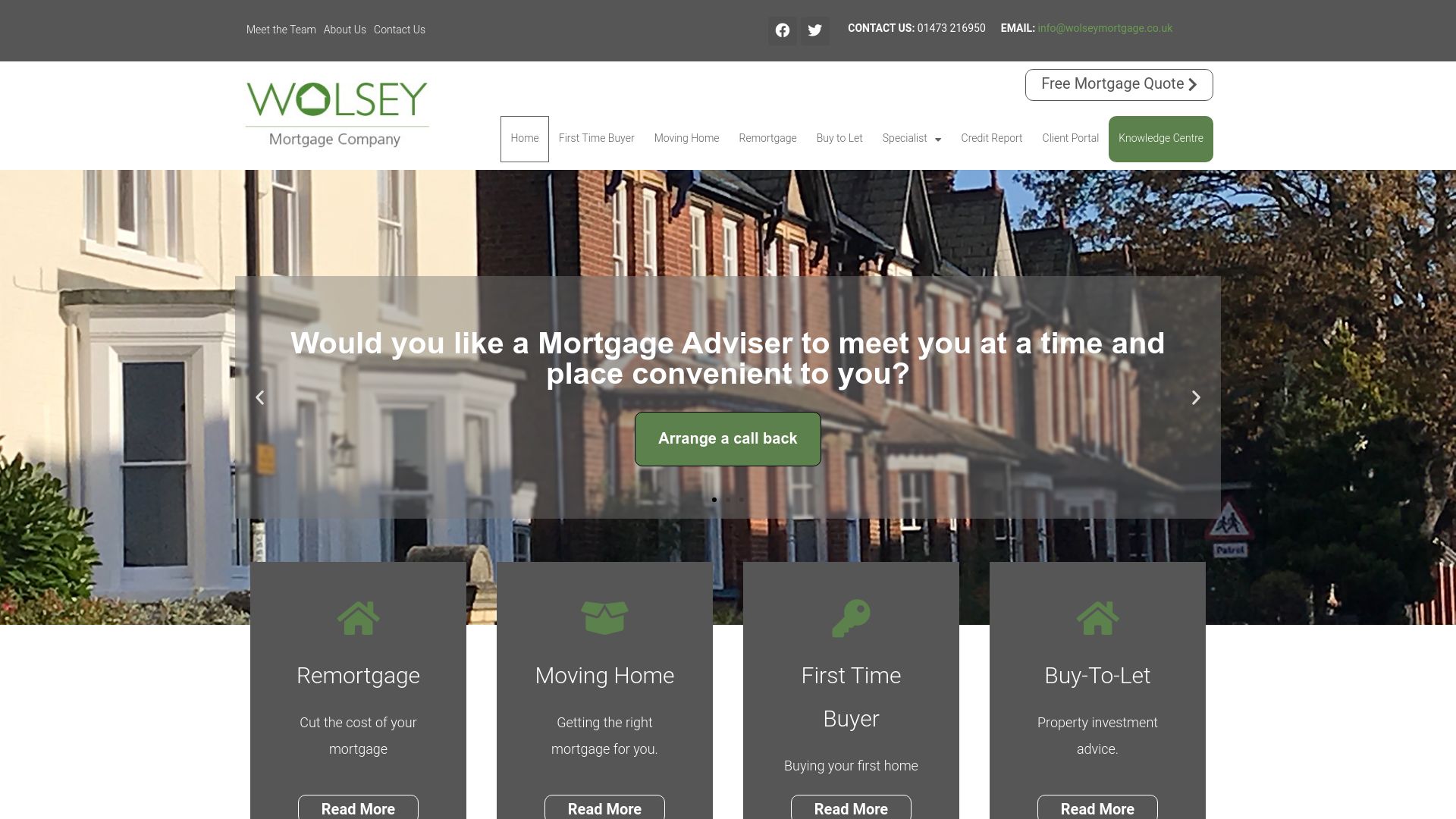 Screenshot of Wolsey Mortgage Company's website