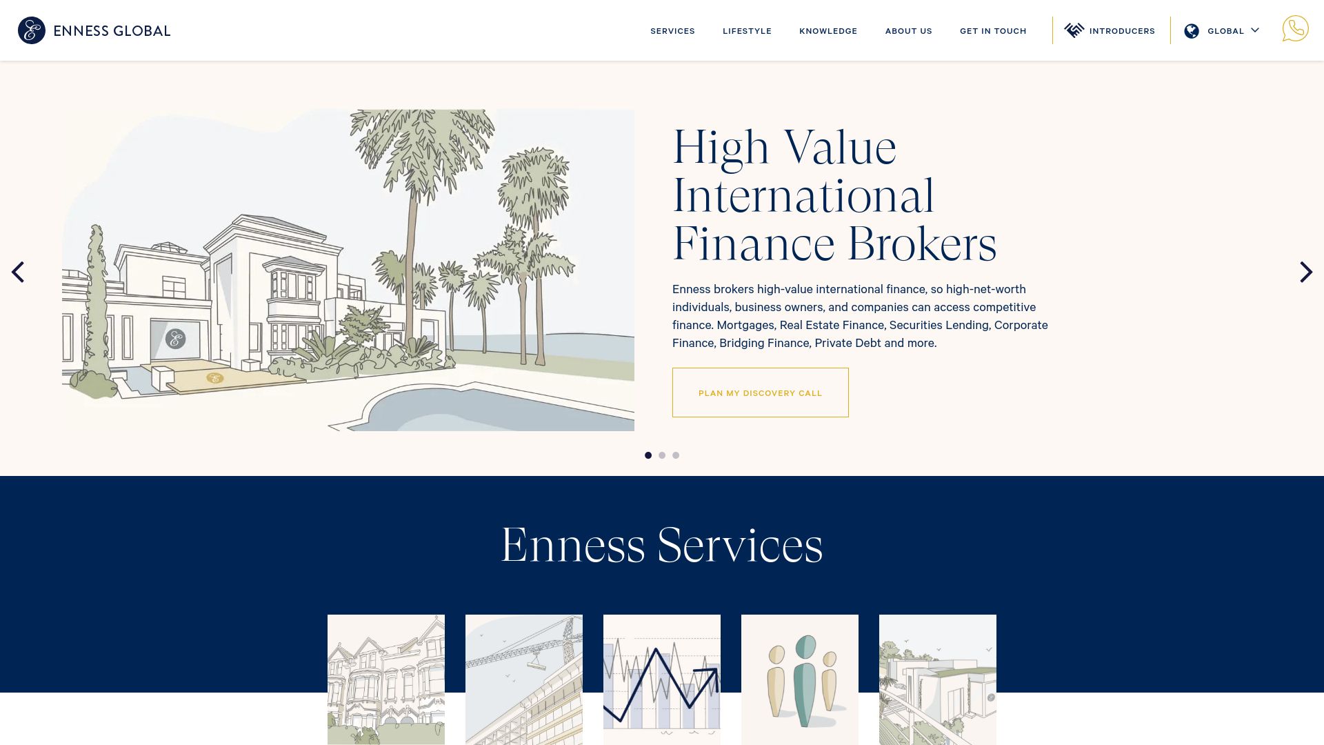 Screenshot of Enness Global's website