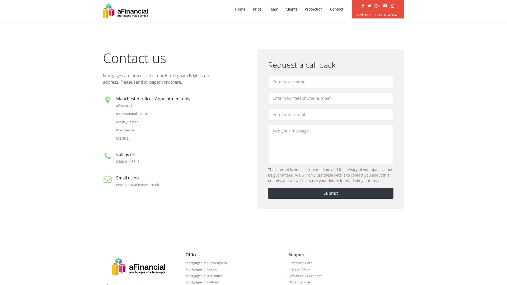 Screenshot of aFinancial's website