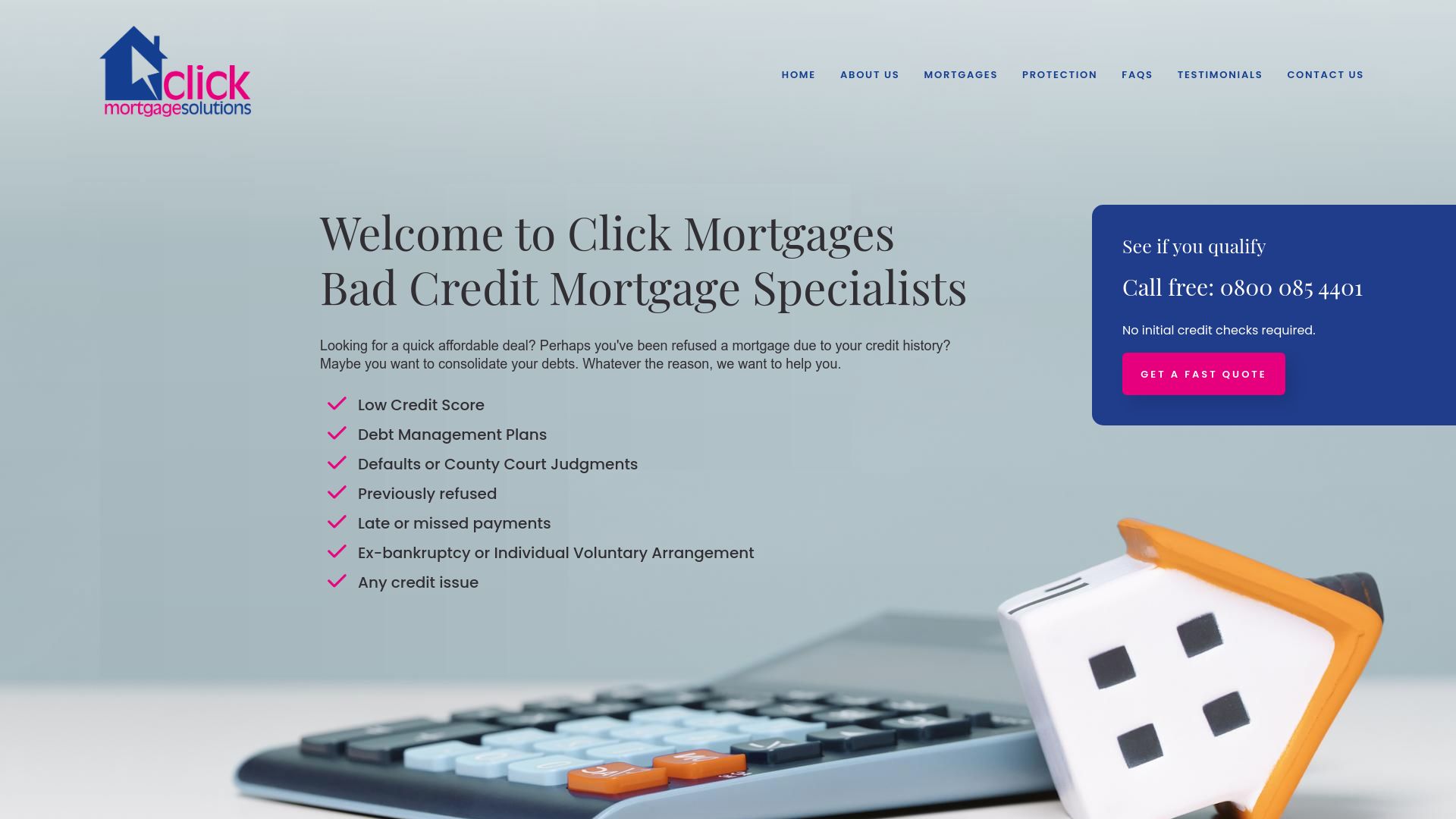 Screenshot of Click Mortgages's website