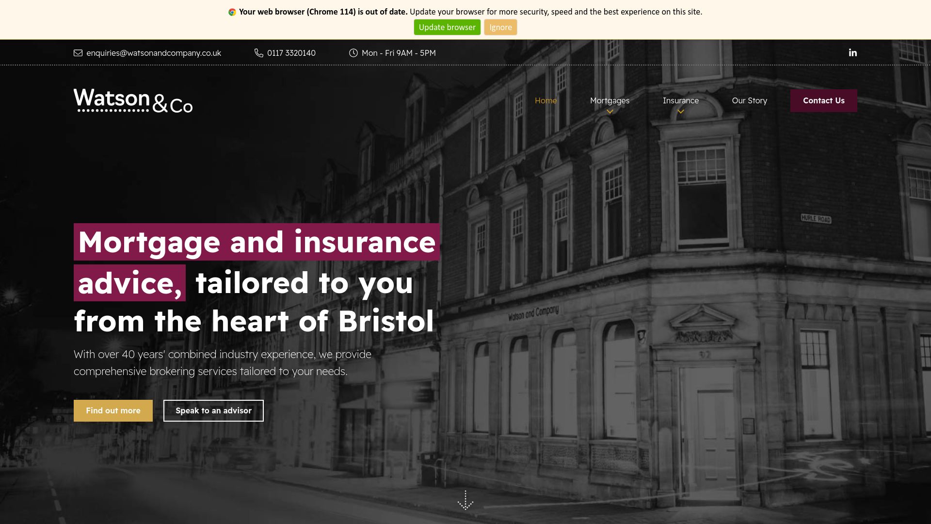 Screenshot of Watson & company's website