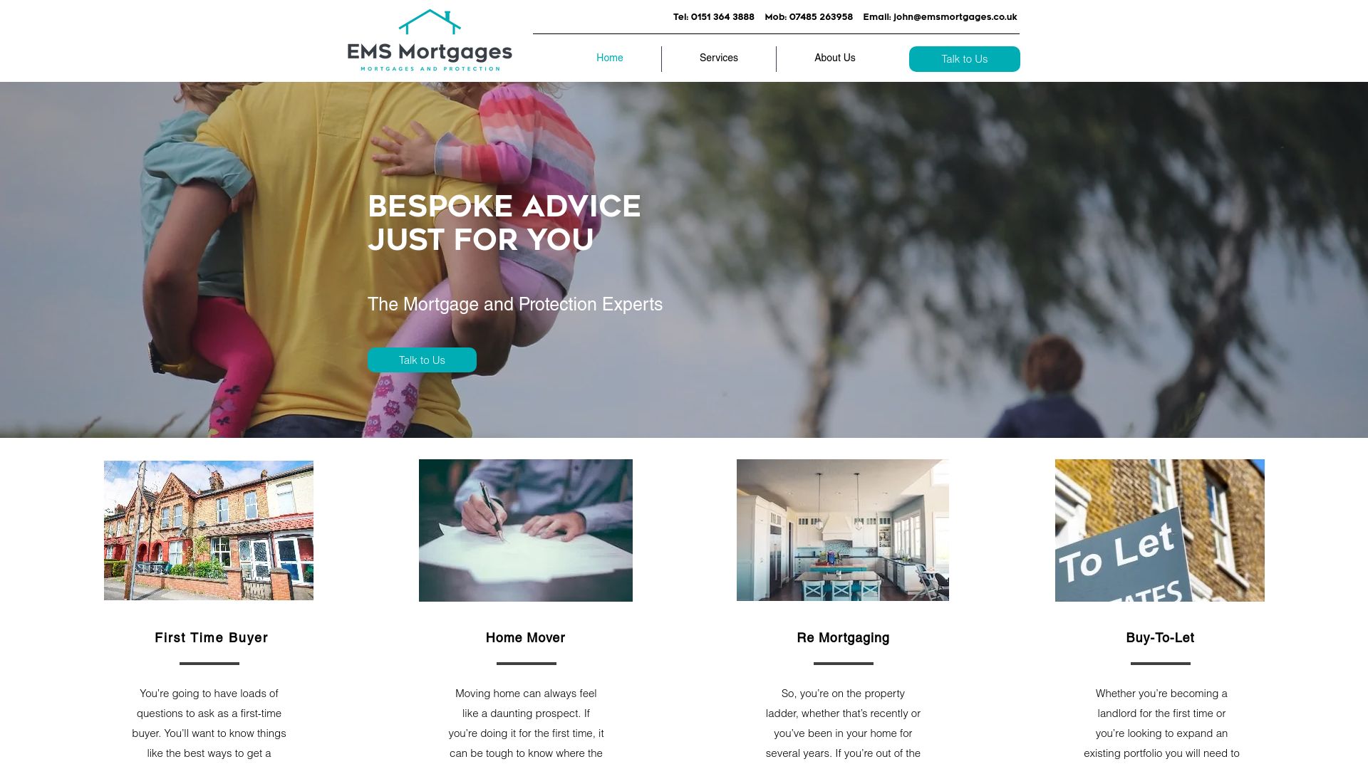 Screenshot of EMS Mortgages and Protection LTD Liverpool's website