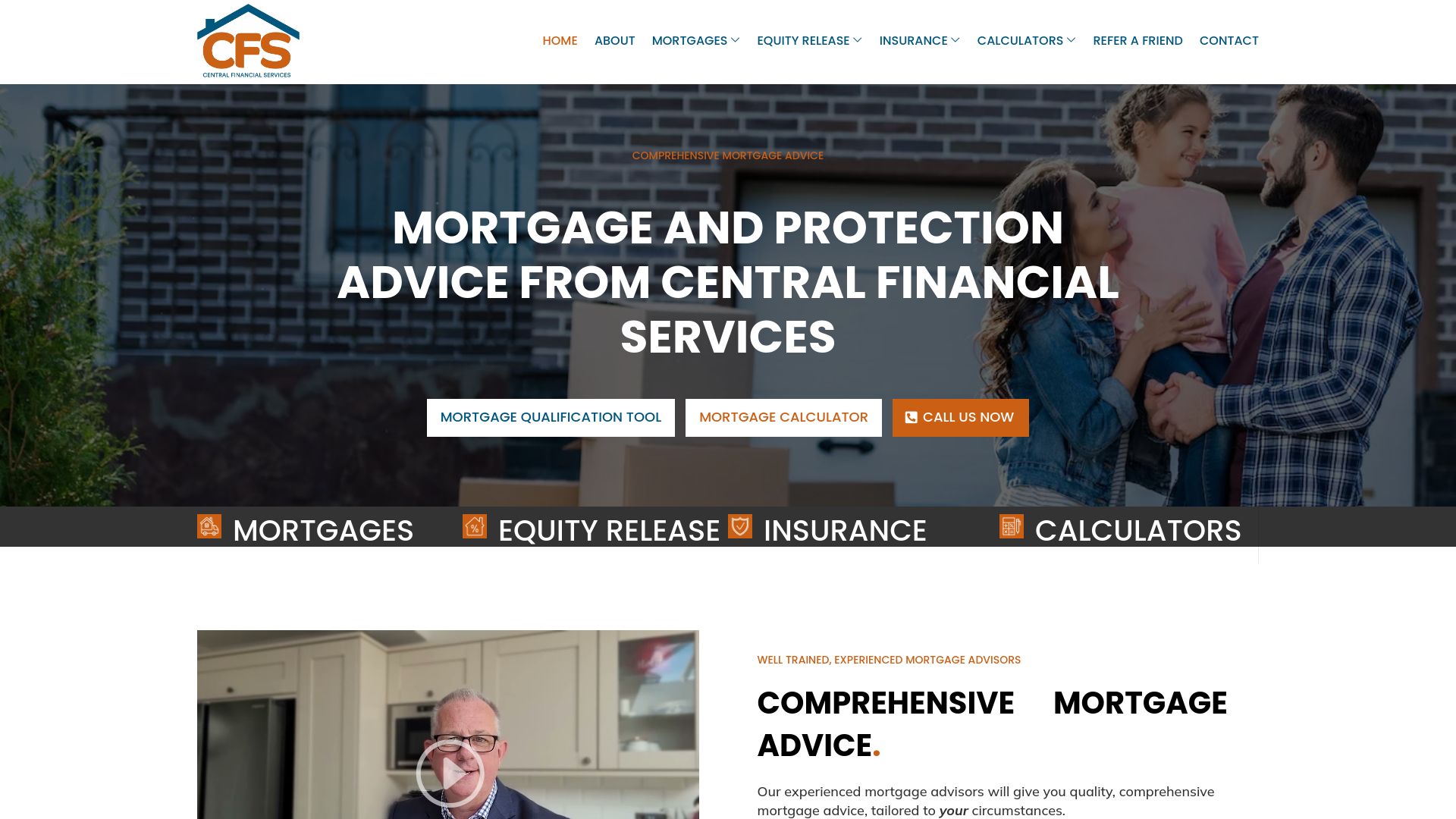 Screenshot of Central Financial Services's website