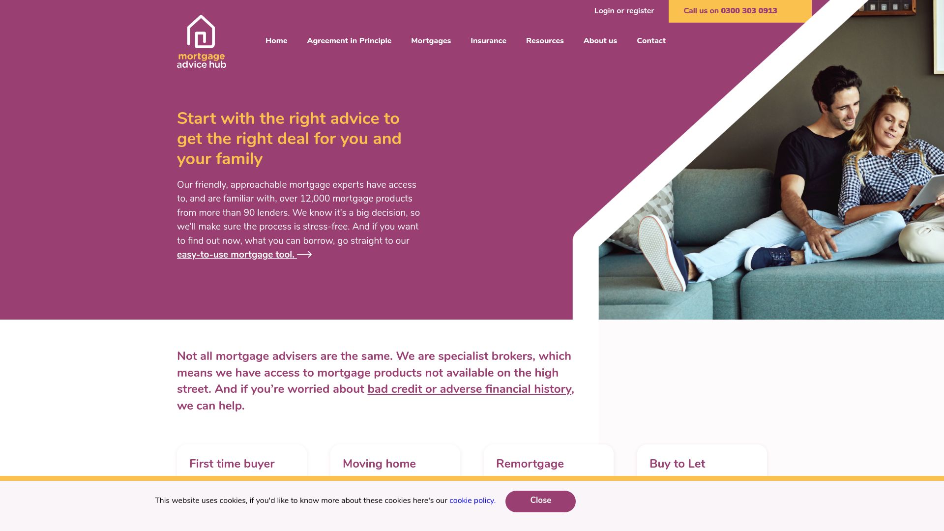 Screenshot of Mortgage Advice Hub's website