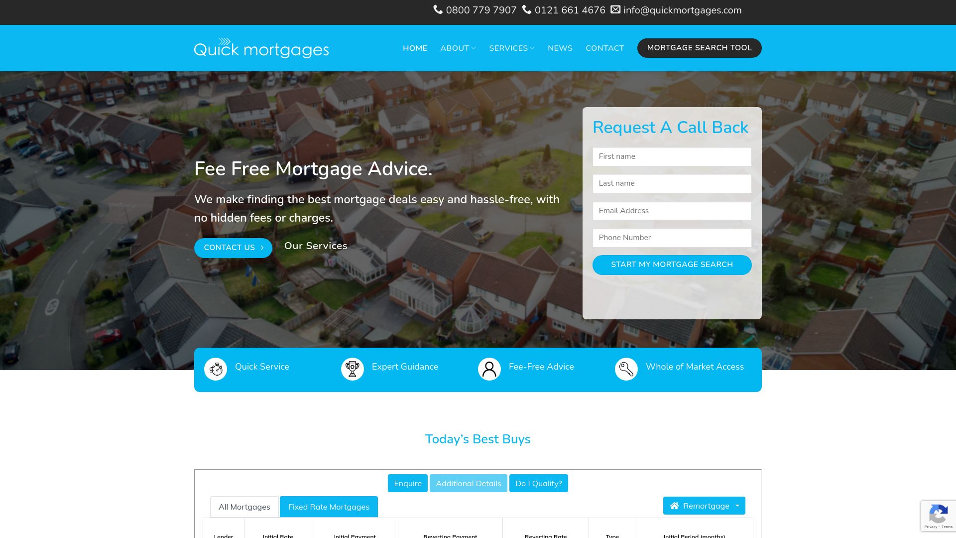 Screenshot of Quick Mortgages's website