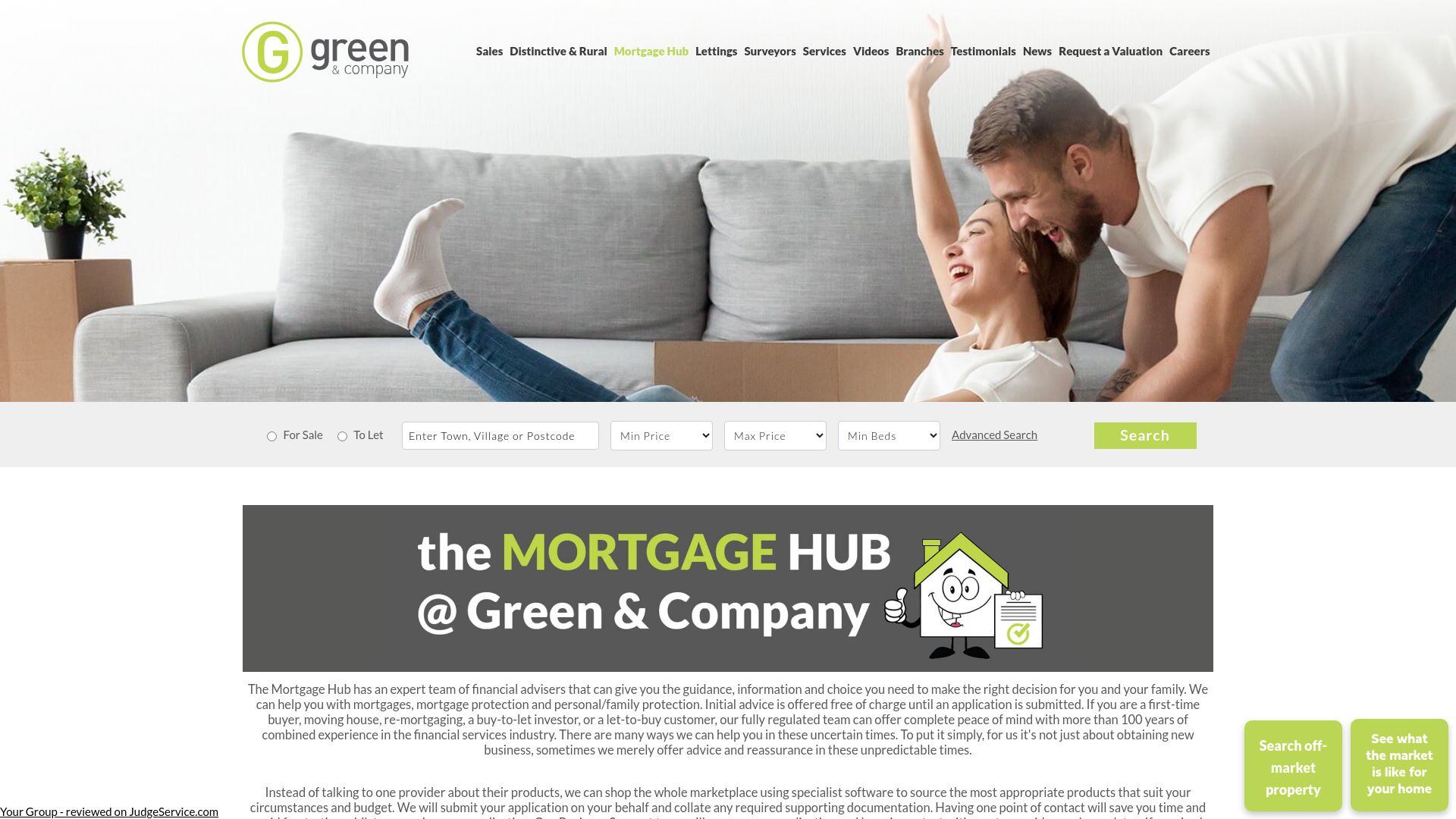 Screenshot of The Mortgage Hub's website