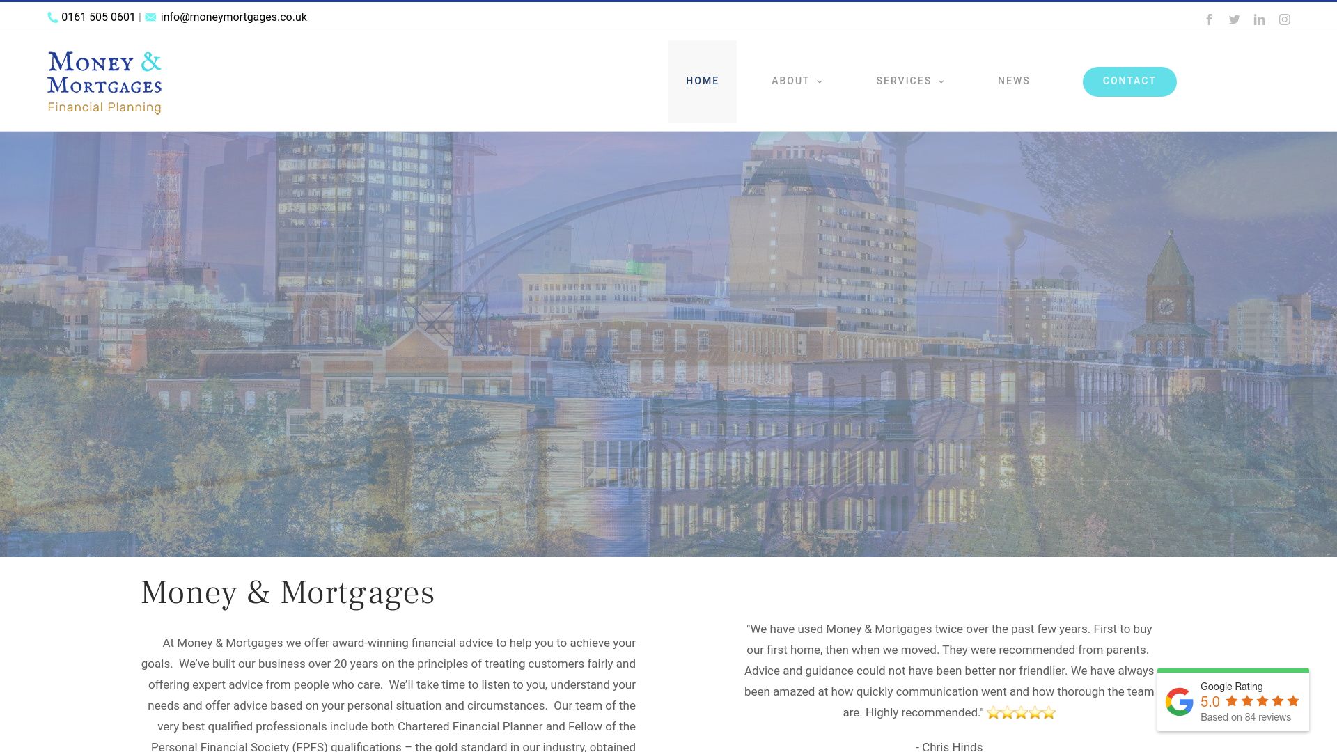 Screenshot of Money & Mortgages UK LLP's website