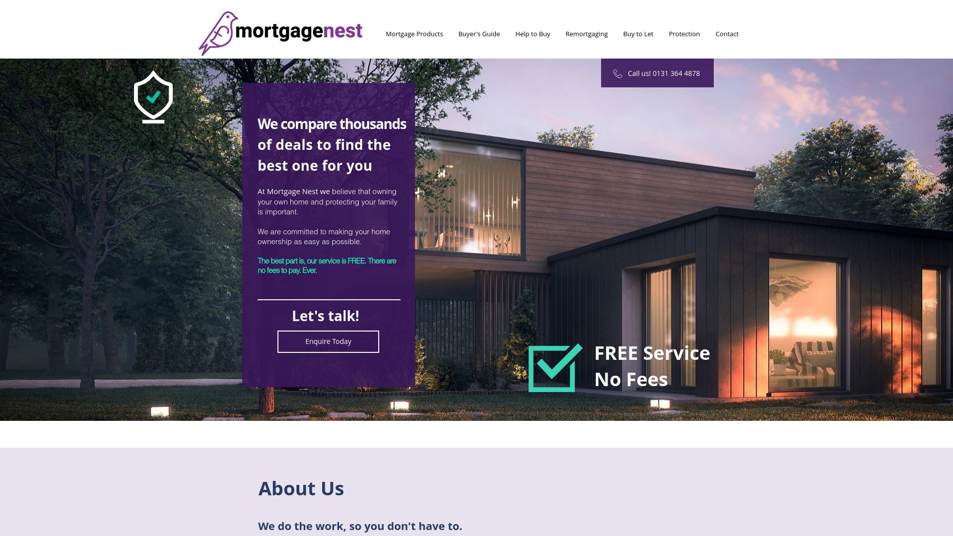 Screenshot of Mortgage Nest's website