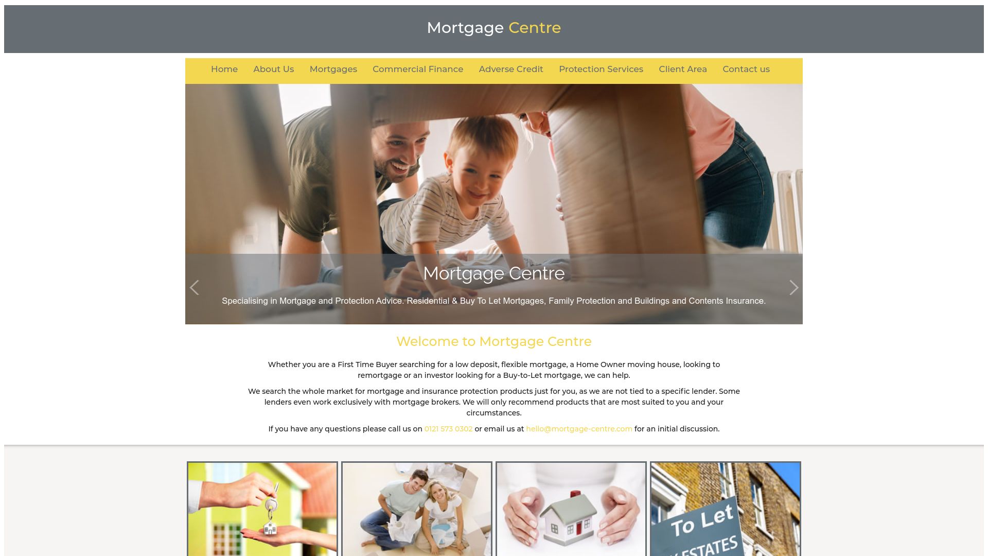 Screenshot of Mortgage Centre's website