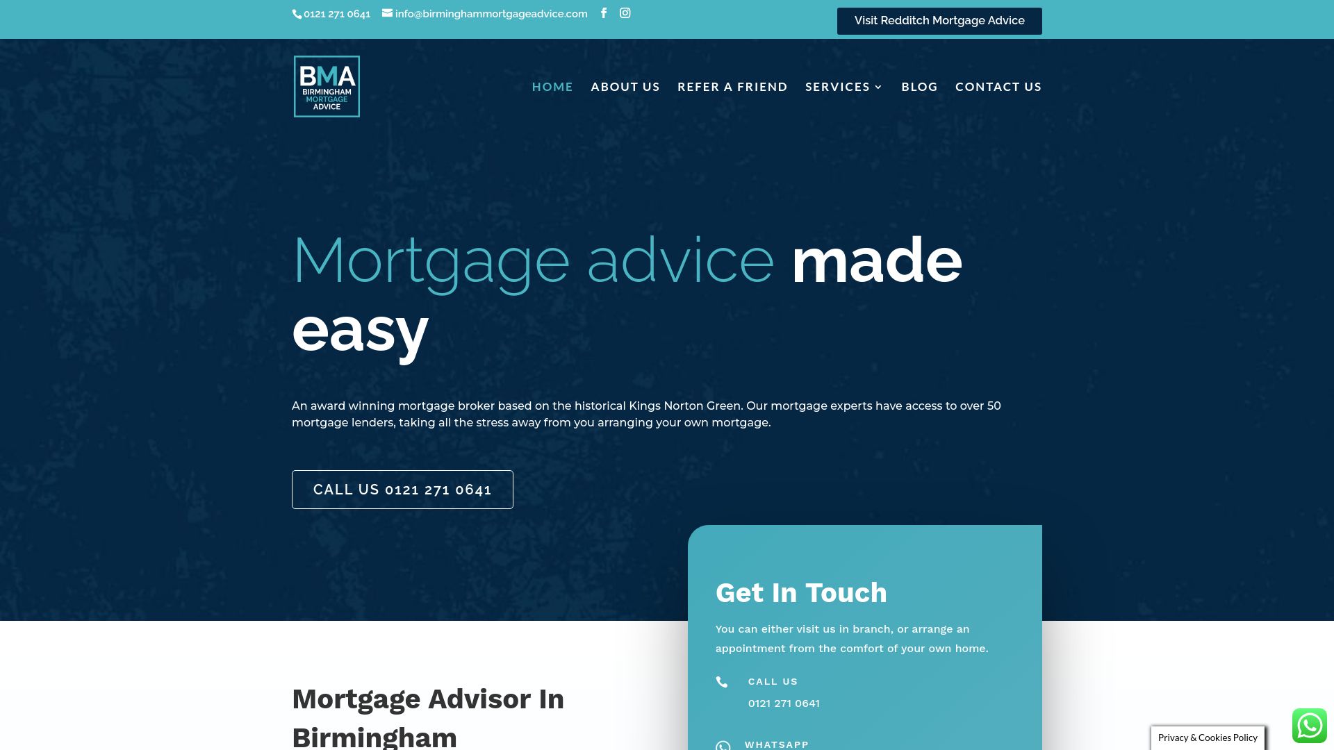 Screenshot of Birmingham Mortgage Advice's website