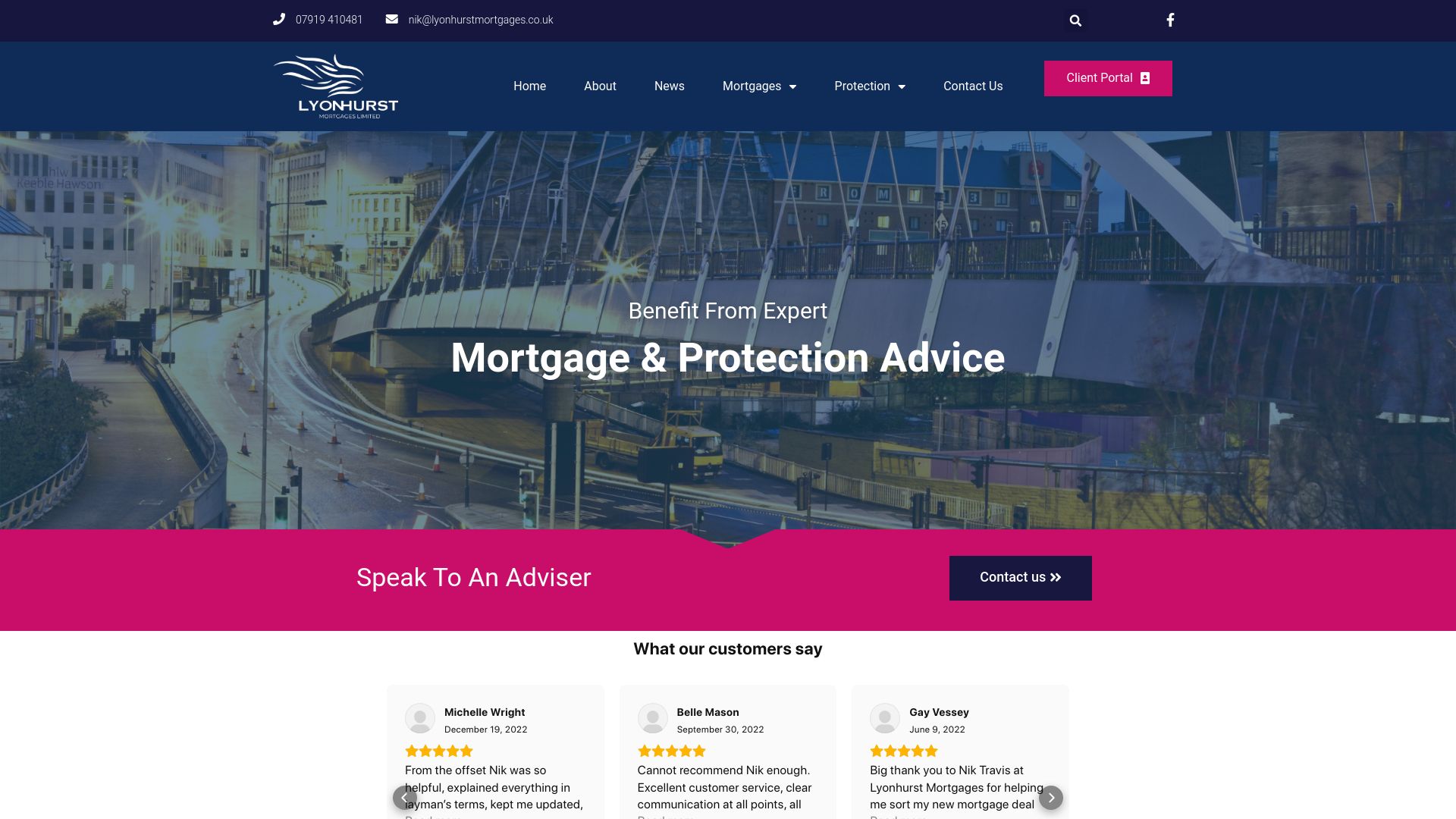 Screenshot of Lyonhurst Mortgages Ltd's website