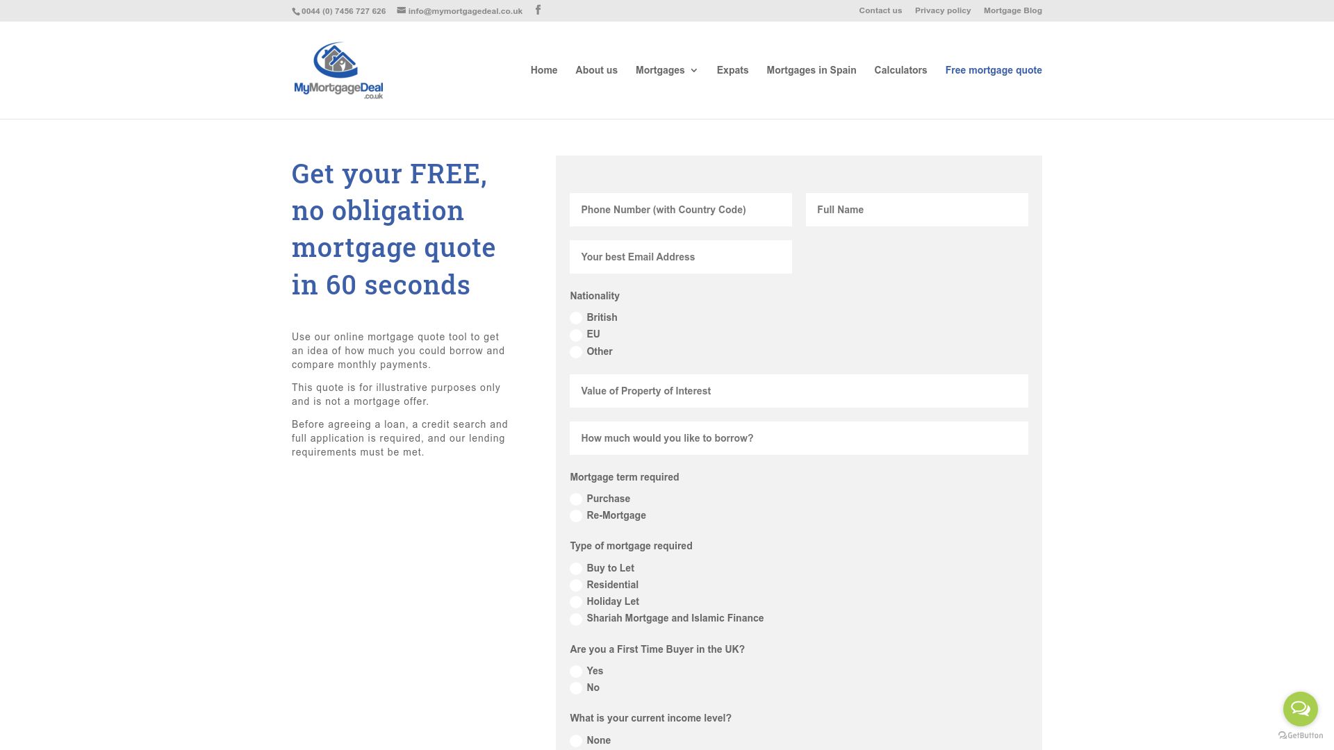 Screenshot of MyMortgageDeal.co.uk's website