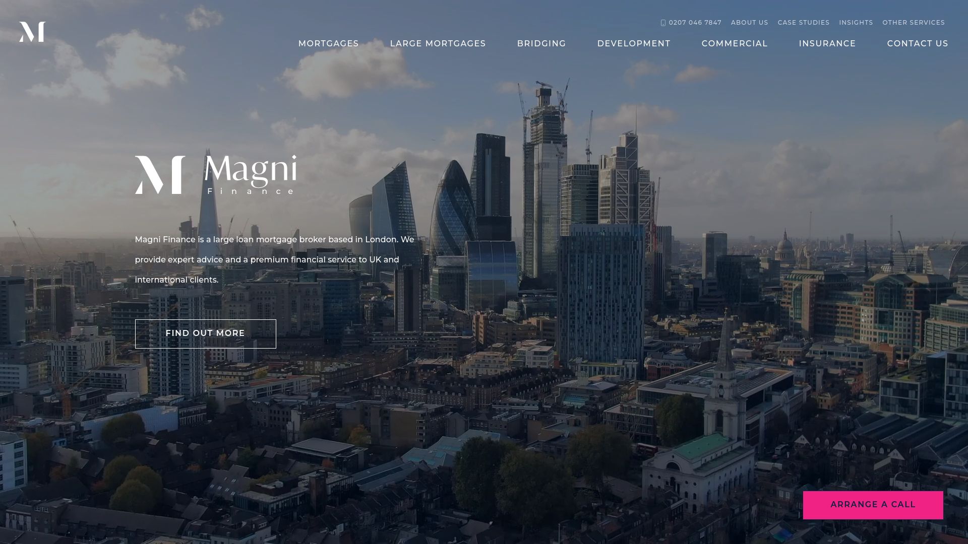 Screenshot of Magni Finance's website