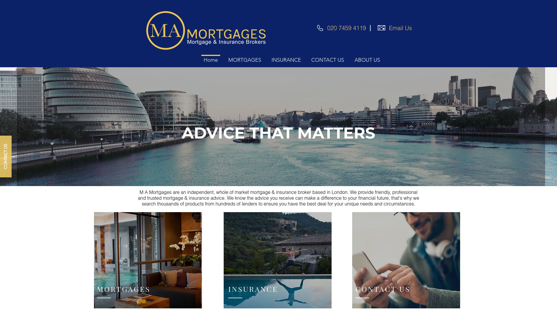 Screenshot of M A Mortgages's website