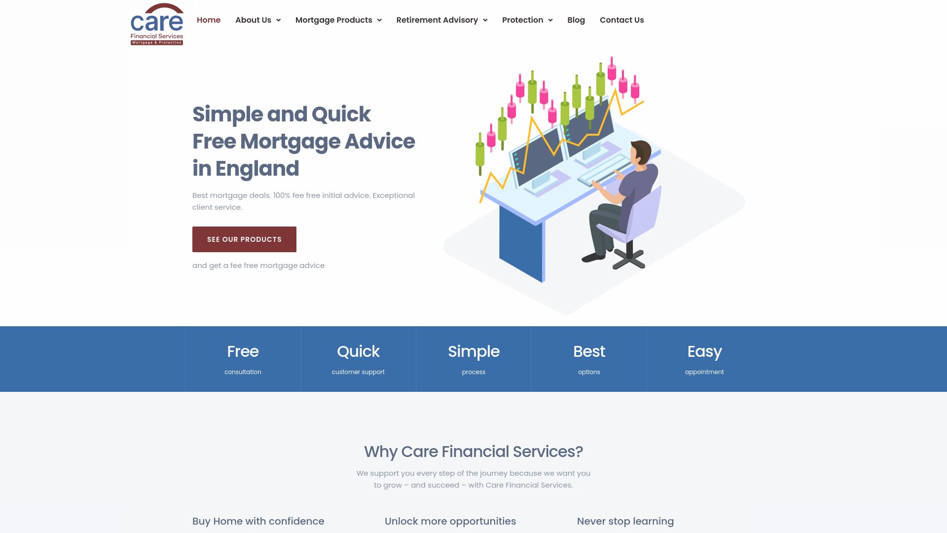 Screenshot of Care Financial Services's website