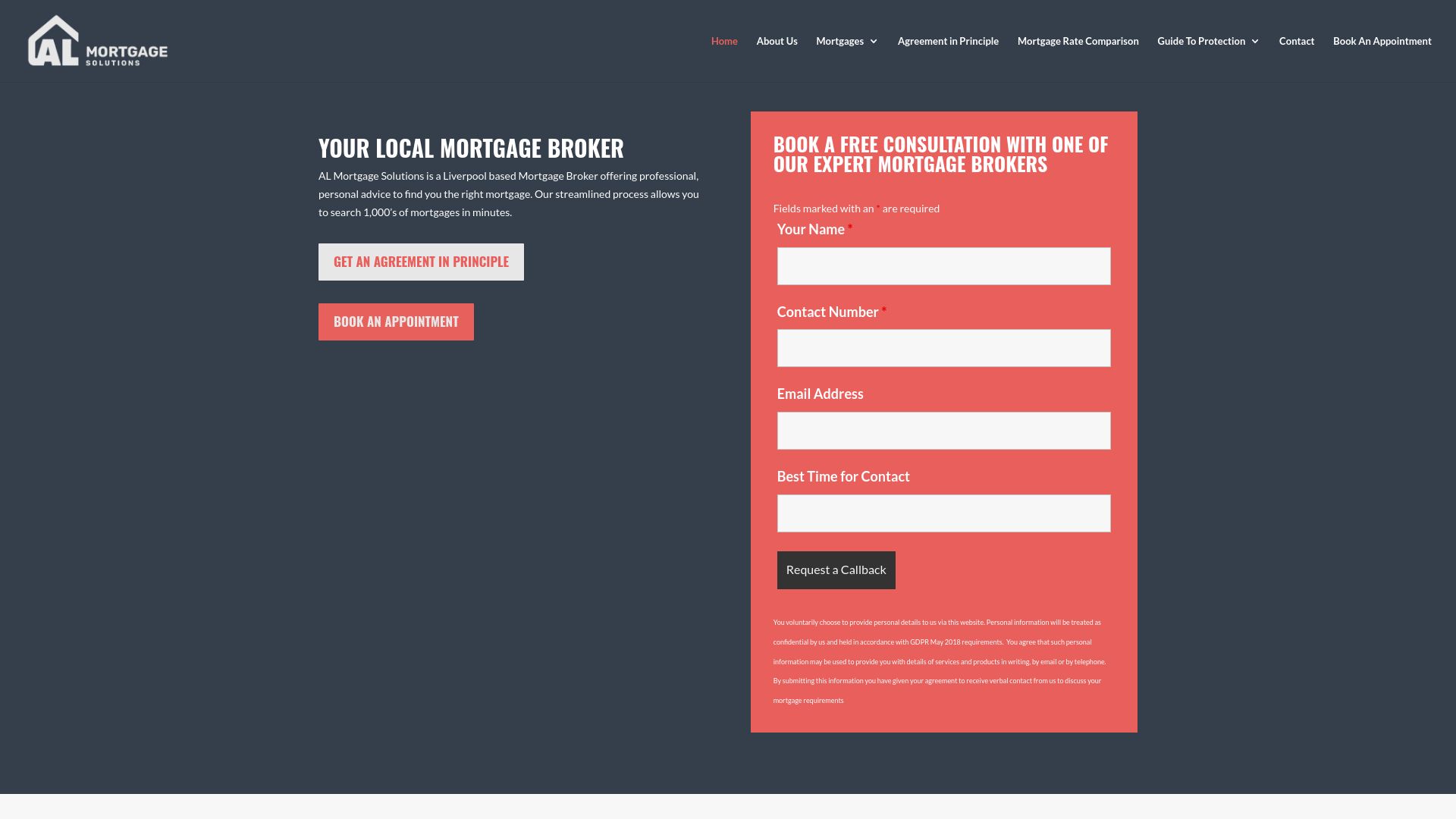 Screenshot of AL Mortgage Solutions Bootle's website