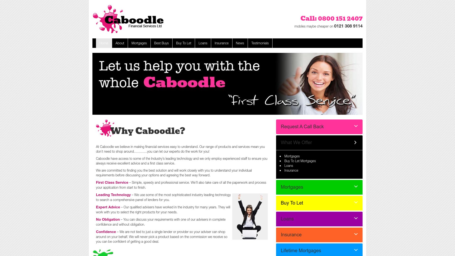 Screenshot of Caboodle Financial Services Ltd's website