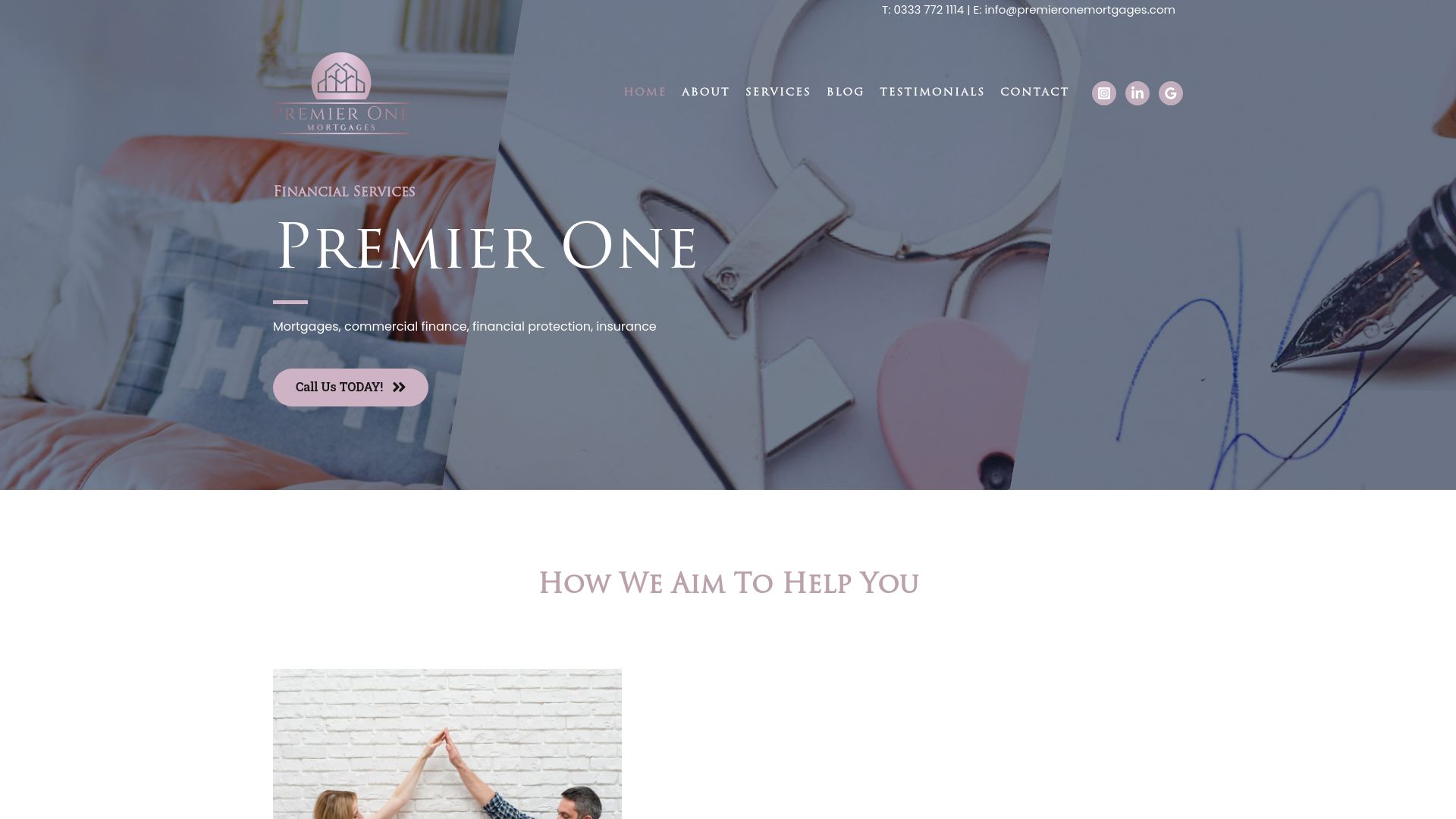 Screenshot of Premier One Mortgages Ltd's website