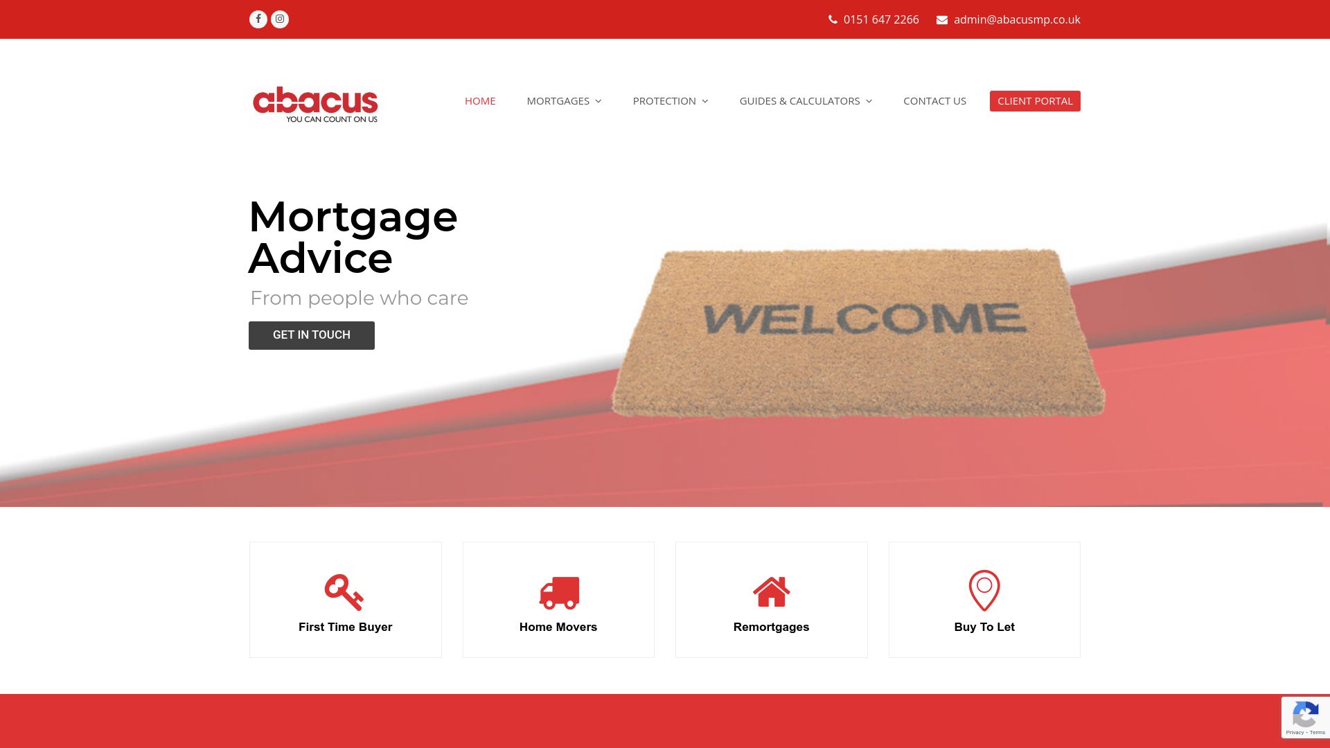 Screenshot of Abacus Mortgage & Protection Advice's website